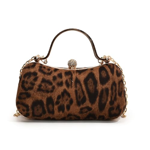 Bolso de mano vintage pequeño estampado leopardo marrón miniatura 1