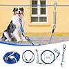 Heavy Duty 50FT Dog Tie Out Run Cable with 10FT Leads – Double Shock Absorption System for Large Dogs Up to 250LBS – Aerial Dog Zipline for Outside, Camping