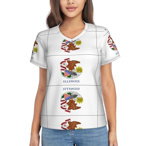 T-shirt de sport femme Illinois col V léger contre la transpiration