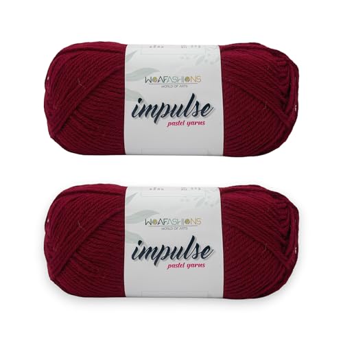 Image of WOAFashions Impulse Hand Knitting & Crochet Yarn, Premium Acrylic, 4 : Medium (Rouge) (2x100gms / 3.5oz / 200mtr / 218yds)