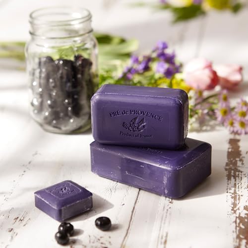 Image of Pre de Provence Artisanal Soap Bar, Natural French Skincare, Enriched with Organic Shea Butter, Quad Milled for Rich, Smooth & Moisturizing Lather, Black Currant, 5.3 Ounce