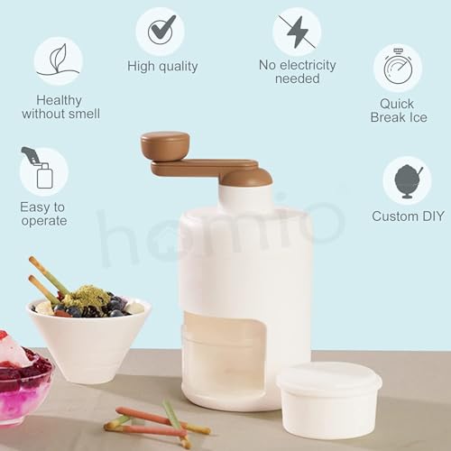 Image of Portable Ice Crusher Machine with Ice Box Mold for Home | Manual Ice Shaver Snow Cone Ice Gola Cocktails Slush Maker | Grinder Machine BPA Free Ice Hand-Cranked for Kitchen Gadgets Ice Blender