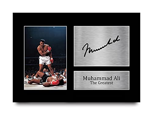 HWC Trading Muhammad Ali A4 Sin Marco Regalo De Visualización De Fotos De Impresión De Imagen Impresa Autógrafo Firmado Por Los Fanáticos Del Boxeo