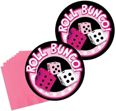 Bunco Gossip Napkins And Pink Plates Set - 36 Piece Set Includes 20 Napkins A