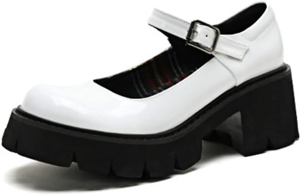 Women Chunky Platform Mary Jane Shoes Retro Buckle Strap Round Toe Flats Shallow Mouth Japanese Sweet Lolita Princess Shoes