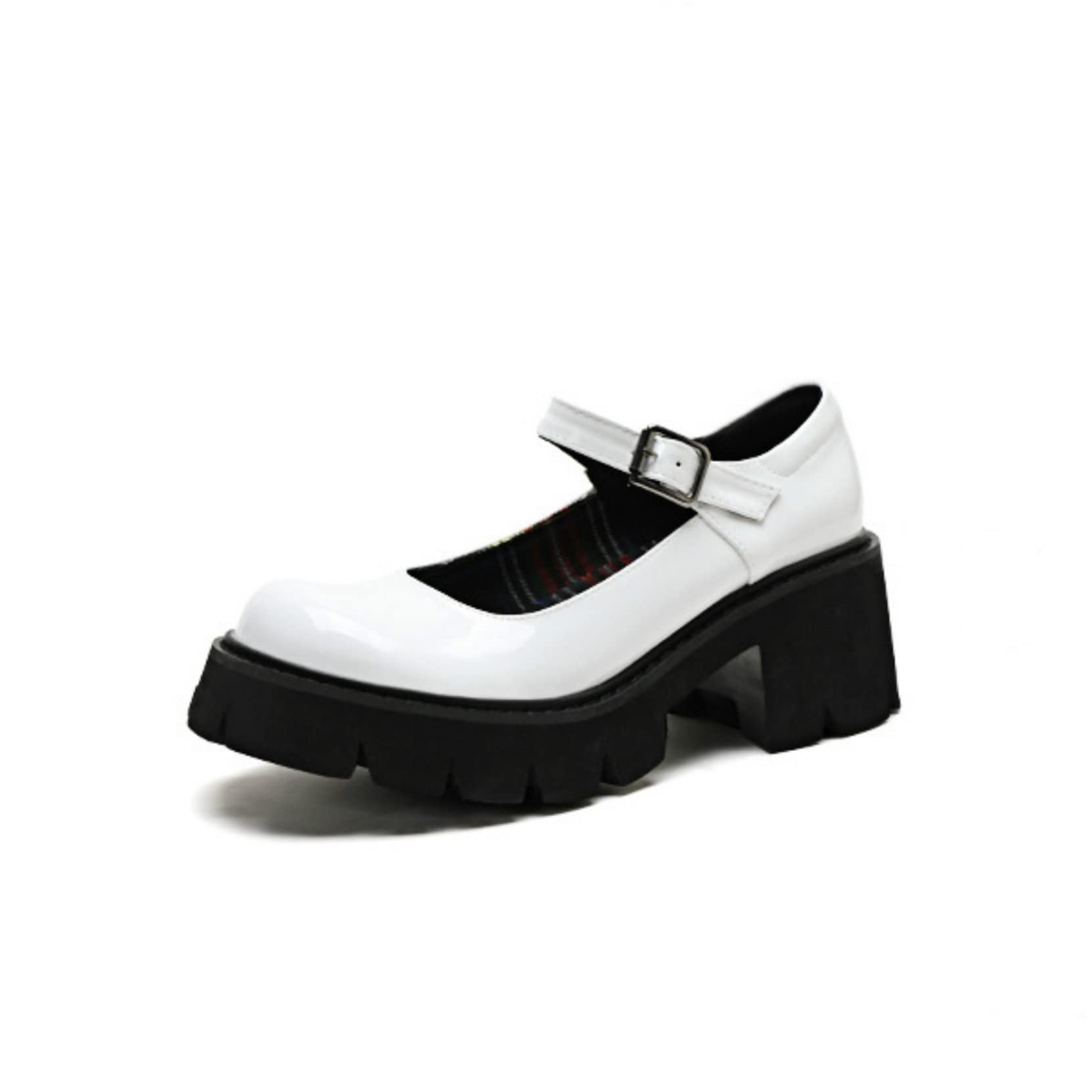 Femmes Chunky Plate-Forme Mary Jane Chaussures rétro Boucle Sangle Bout Rond Appartements Bouche Peu Profonde Japonais Doux Lolita Princesse Chaussures