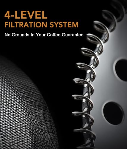 French Press Coffee Maker - 21OZ Classic Glass Coffee Press, Heat-resistant Borosilicate Glass Coffee Pot with 4-Level Disassemble Filters, Portable Cold Brew Coffee Maker for Travel Home Gift(Sliver)