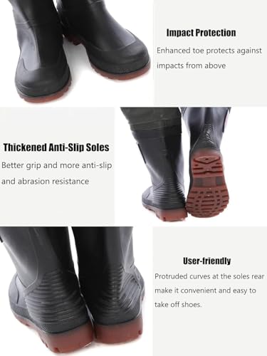 Botas de pesca impermeables con suela de tacos para evitar resbalones 7