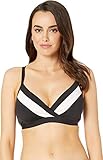 Seafolly Women's Standard Wrap Front DD Cup Bralette Bikini Top Swimsuit, pop Block Black, 4 US