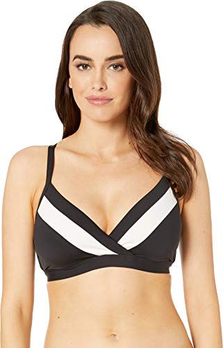 Image of Seafolly Women's Wrap Front Dd Cup Bralette Bikini Top Swimsuit - Black - 8