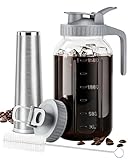 OneDream Cold Brew Coffee Maker - 2 Quart 64oz Stainless Steel Filter Cold Brew Pitcher Jar, No Leaks Cold Brew Mason Jar Coffee Maker, Easy to Clean Cold Coffee Maker