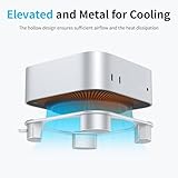 OMOTON Aluminium Stand for Mac mini M4 and M4 Pro, Easily Accessible Power Button, Ventilation & Cooling Desktop Holder Mount, Stable and Non-Slip Stand, Silver - Image 4