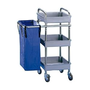 Jofel AL50350 – Zimmermädchenwagen Metall 3 kleine Ablagen und 1 Sack