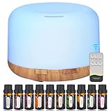 Difusor de Aceites Esenciales：Humidificador de aire 500ml, humificador de aromas - Temporizadores...