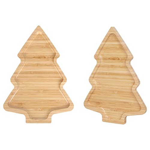 Kepato Christmas Dishes Wooden Serving Tray, Santa Tree Shape Sushi Plate Tray For Restaurant And Home #TOP6