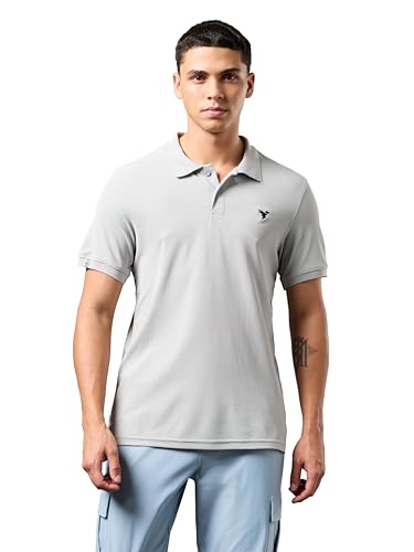 Image of TECHNOSPORT Men's Solid Slim Fit Polo Collar T-Shirt MATPIQ Half Sleeve Button Polyester for Gym Running Workout UPF50+ Anti Odour