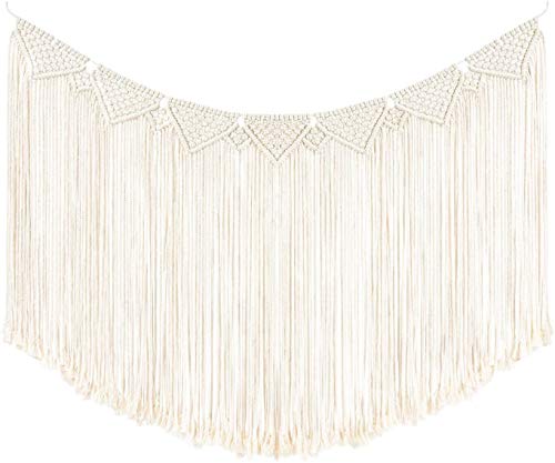 BMIDRUT Handgefertigter gewebter Wandbehang Tapisserie Vorhang Fransen Banner Makramee Boho Wanddekoration Wohnheim Wohnzimmer Schlafzimmer Kinderzimmer Kunst Party Dekoration (95x45cm) Cover