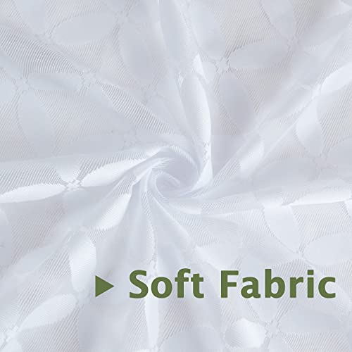 White Floral Lace Sheer Window Curtain Panels 63 Inches Geometric Voile Sheer Drapes For Living Room Bedroom, Botanical Window Treatment Sets For Yard, Patio, Villa, 2 Panels, Rod Pocket 52"X63"X2 #TOP4