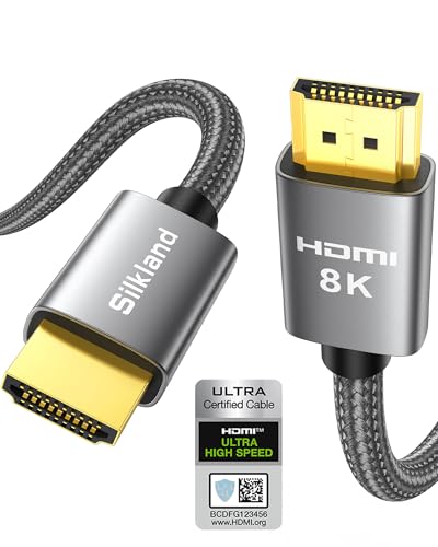Silkland 8K HDMI 2.1 Kabel 2m, Zertifiziertes HDMI®Kabel eARC für Soundbar 48Gbps, PS5 HDMI Kabel 4K@120Hz, 2K@240Hz/144Hz, 8K@60Hz, Dynamic HDR10, Dolby Atmos, HDCP 2.2/2.3 für Fire TV, HDTV, Laptop Silkland 8K HDMI 2.1 Kabel 2m, Zertifiziertes HDMI®Kabel eARC für Soundbar 48Gbps, PS5 HDMI Kabel 4K@120Hz, 2K@240Hz/144Hz, 8K@60Hz, Dynamic HDR10, Dolby Atmos, HDCP 2.2/2.3 für Fire TV, HDTV, Laptop