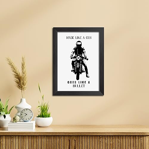 Image of TenorArts Royal Enfield Riding Poster Frame Bikers Bullet Rider Motivational Quotes Laminated Photo Framed Painting with Matt Finish Frames (9inches x 12inches)