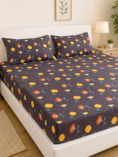 Image of Mafatlal King Size Bedsheet with 2 Pillow Covers (274 x 274 cm) | 140 GSM Microfiber | Soft, Breathable & Fade Resistant| Easy Care | Classic Black