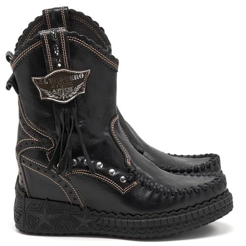 EL VAQUERO Stivaletto Indianino Ezra nero in pelle con zeppa interna - EZRA DISTRESS NULL - Taglia 38