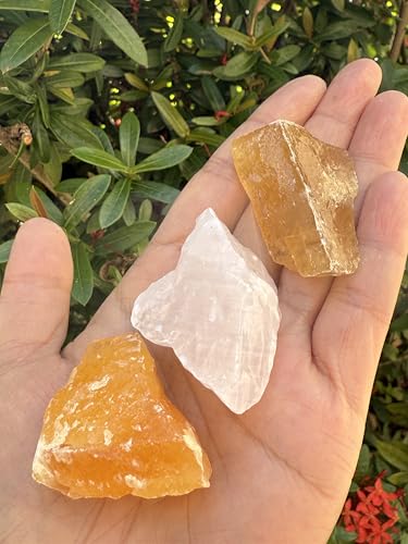 GAF TREASURES 3 piedras naturales de calcita surtidas, cristales de calcita crudos (calcita surtida)