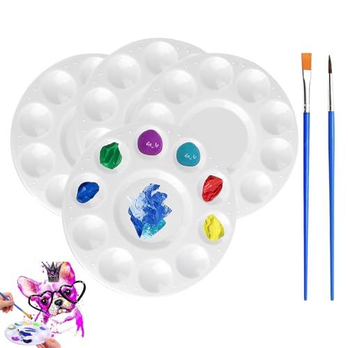 6 Stück Wet Palette, Mischpalette Acrylfarben, Mischenmalpalette, Farbmischpalette, Universalpalette, für DIY Kunst Malerei, Weiß(4 Runde Paletten + 2 Liner-Stifte)