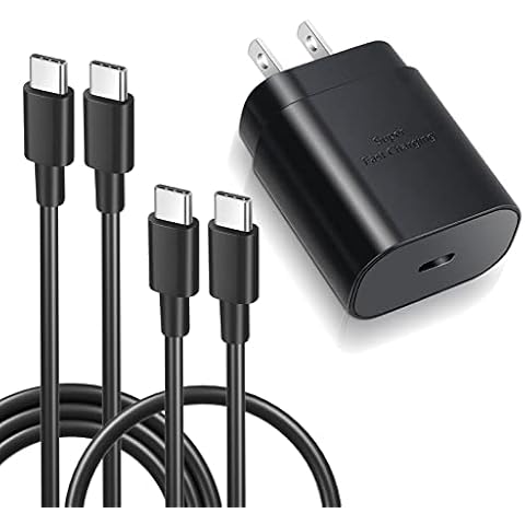 Excgood Super Fast Type C Charger Kit 25W USB C Charger with 2 Type C to C Cable (6ft+1.5ft) Compatible with Galaxy S24/S23/S22 Ultra/S21 FE 5G/S20,Note 10+/20,A71/A53/A23,Z Flip4 Z Fold4, Tab S8+ Cover