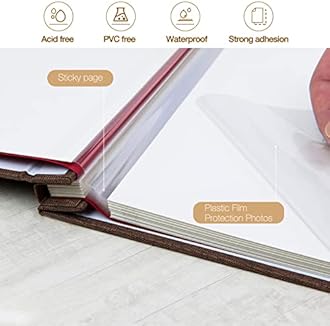 potricher Large Photo Album Self Adhesive 3x5 4x6 5x7 8x10 10x12 Pictures Linen Cover 40 Blank Pages Magnetic DIY Scrapbook Album with A Metallic Pen (Brown)