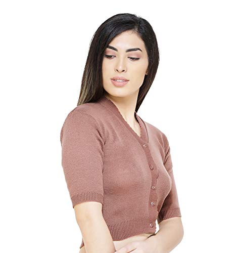Image of Women Winter Wear V-Neck Half Sleeves Regular Fit Woollen Blouse