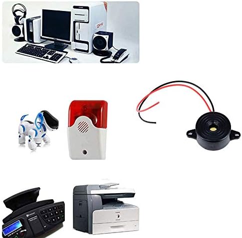 SJUNJIE 6 Pcs Piezo Electronic Buzzer 12V Tone Active Alarm Electronic Buzzer Alarm Sounder DC 3-24V with Wire Leads 110mm for Physics Circuits Continuous Sound