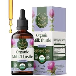 HERBAMAMA USDA Organic Milk Thistle Supplement for Liver Detox - 4 oz | Contains Silymarin • Milk Thistle Extract • Liver Support Supplement • Non-GMO • Alcohol & Sugar-Free • 57-Day Supply