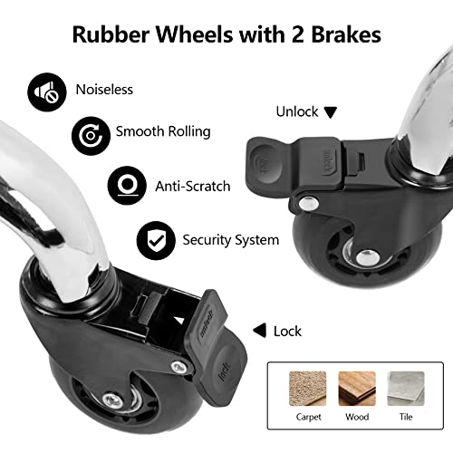 Covibrant Lockable Stool With Back And Foot Rest Ergonomic Rolling Hydraulic Adjustable Stool For Doctor Esthetician Artist Home Small Office Desk #TOP4