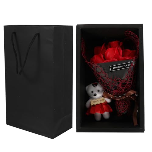Toyvian Ramo de 7 Rosas de Jabón Artificial Rojo con Caja Negra