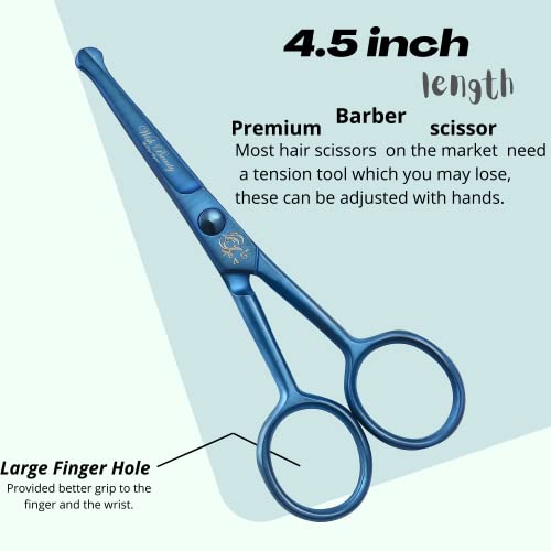 wishbeauty Kids Safety Round Tip & Curved Hair Scissors - Professional Salon Barber Scissors for Baby (Blue, 4.5") - Image 3