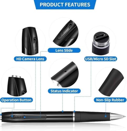 Image of securinnov 1080P Full HD Spy Pen Camera | Invisible Lens for Secret Evidence & Operations | Professional Hidden Video & Audio Recorder for Home Office & Meetings | Indoor Outdoor Usage (Pen Camera)