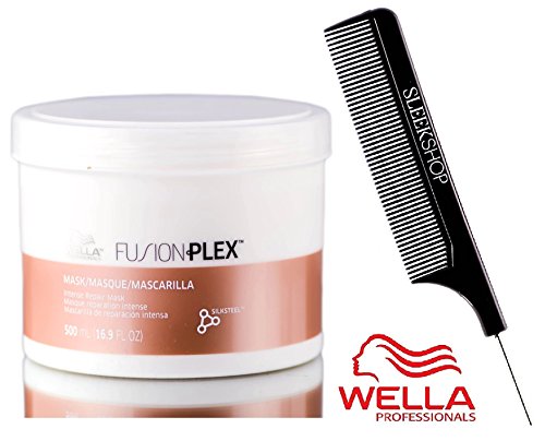 Wella FUSION PLEX Intense Repair Mask (with Sleek Steel Pin Tail Comb) (16.9 oz / 500 ml - LARGE)