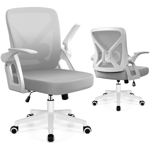 Image of FelixKing Office Chair - Ergonomic Desk Chair Breathable Mesh Task Chair with Wheels and Lumbar Support Home Desk Office Chair with Flip up Armrest Rolling Swivel Computer Chair for Home Office Gray