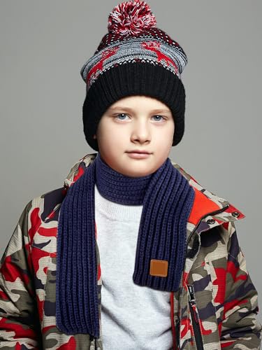 SATINIOR 9 Pieces Kids Knitted Scarf Winter Solid Color Toddler Warmer Scarf for Boy Girl3