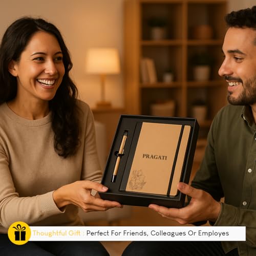 Image of Customised Diary and Pen Set with Premium Gift Box | Kraft Cover Diary and Pen | Corporate Gifts for Employees,Staff,Clients | Personalised Eco-Friendly Gift for Men, Women