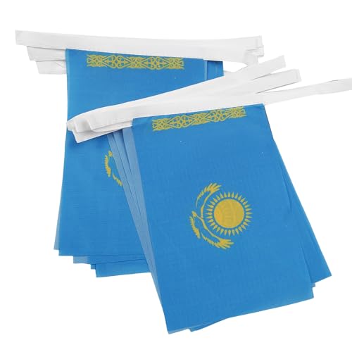 Image of AZ FLAG Kazakhstan 6 meters BUNTING Flag 20 flags 9'' x 6'' - Kazakh STRING flags 15 x 21 cm