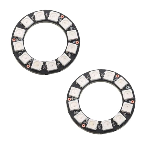 Stemedu 12 Bits WS2812 5050SMD RGB LED Ring Full Color LED Lamp Individually Addressable Colorful LED Light for Arduino Raspberry Pi Project (Pack of 2)