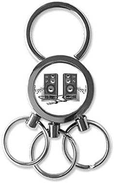 DIYthinker Song Music Loudspeaker Box Pattern Stainless Steel Metal Key Chain Ring Car Keychain Keyring Clip Gift image 2