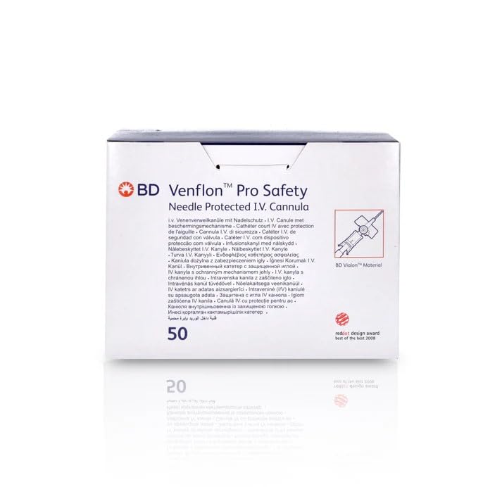 Aghi per piercing/tattoo ago cannula sterile con sistema di sicurezza per prevenire le punture accidentali Venflon Pro Safety 18G X 32mm conf. 50 pezzi