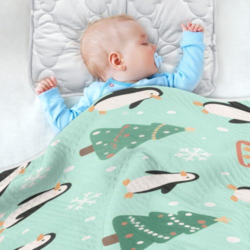 Custom Winter Xmas Tree Penguin Blanket Baby Girl boy Cozy Custom-Made Name Name Blanket for Newborns, Infants, & Toddlers 30x40in Manta personalizada para4