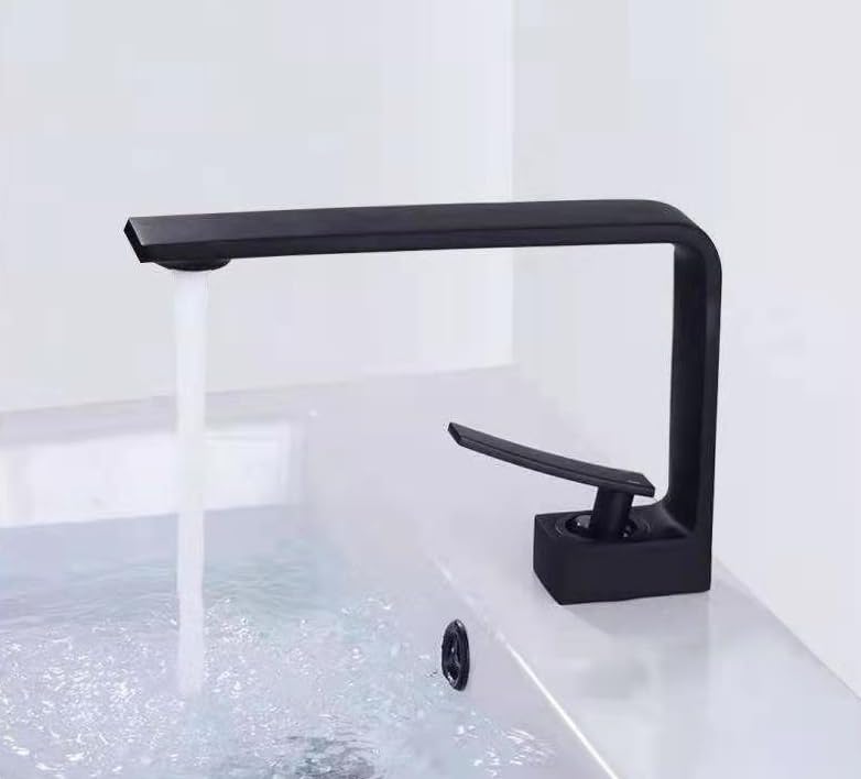 Robinet de lavabo de salle de bains pour vasque haute noire moderne