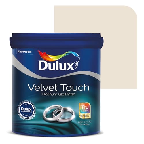 Image of Dulux Platinum Glo Super Premium Interior Emulsion Paint For Walls With 6 Years Warranty| Rich Matte Finish | Dirt & Dust Resistant | Smooth Colors, Off White(10 Litre,Tusk Tusk /Subtle Africa)