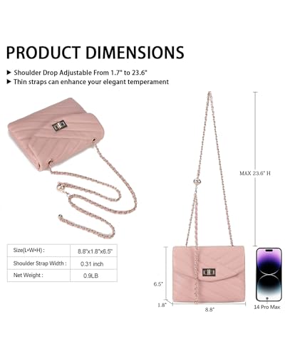 Image of LAVTUG Quilted Crossbody Bag for Women Small Flap Purse with Gold Chain | Faux Leather, Elegant Designer Shoulder Handbag, Everyday Use