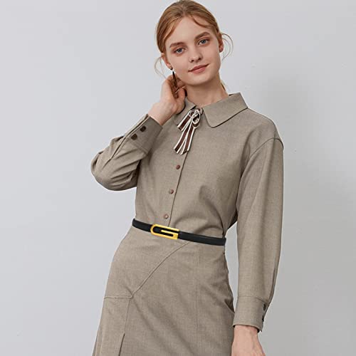 Image of Aurolran Women's Fashion Classic Metal Buckle Leather Belt with Jeans Dress